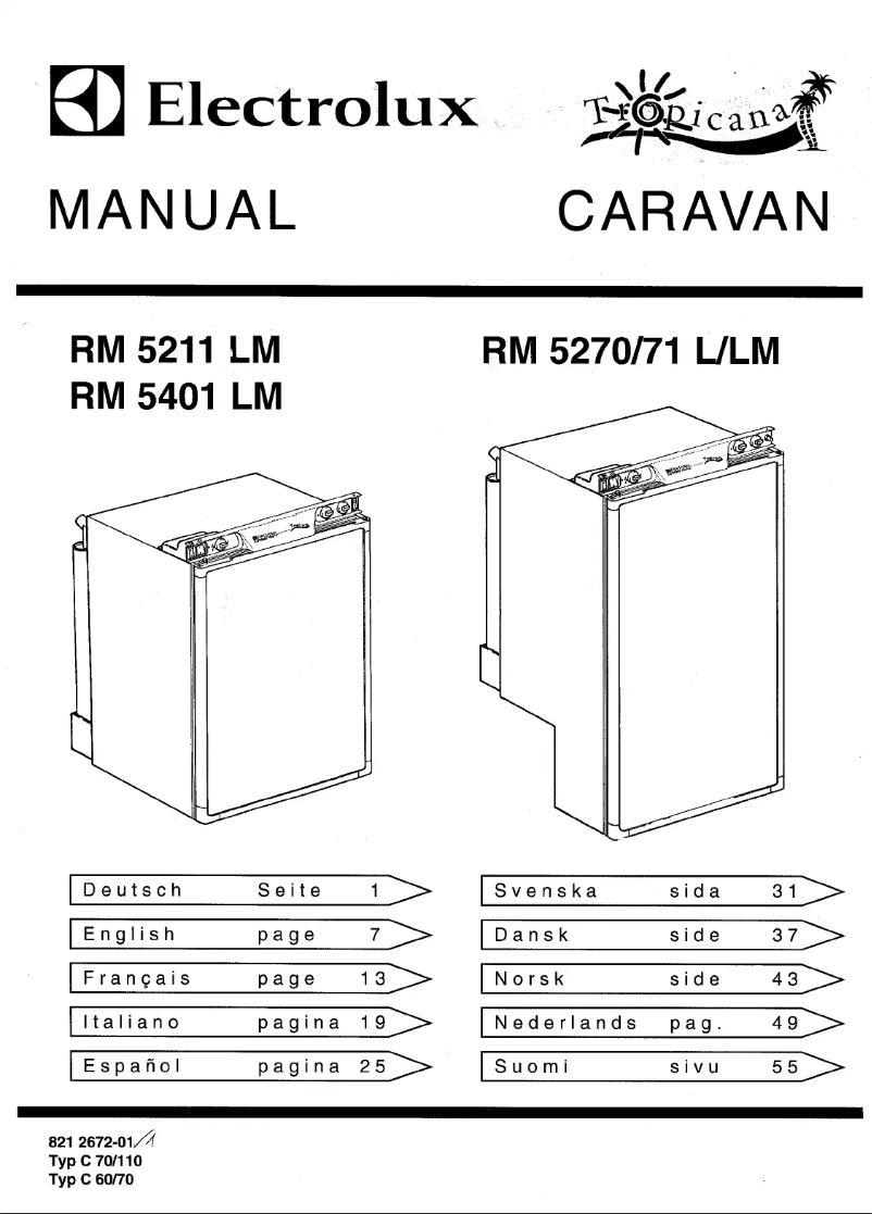 Page 1 de la notice Manuel utilisateur Electrolux RM 5211