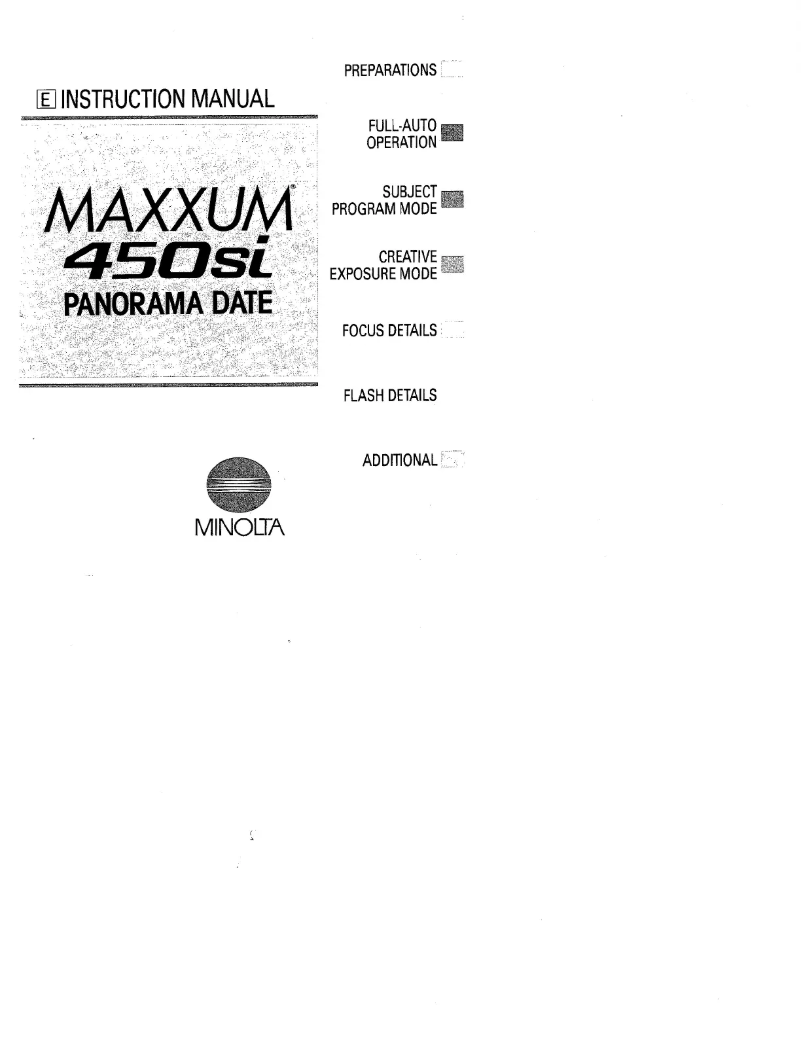 Page n°1 - Manuel utilisateur Konica Minolta Maxxum 450Si PD