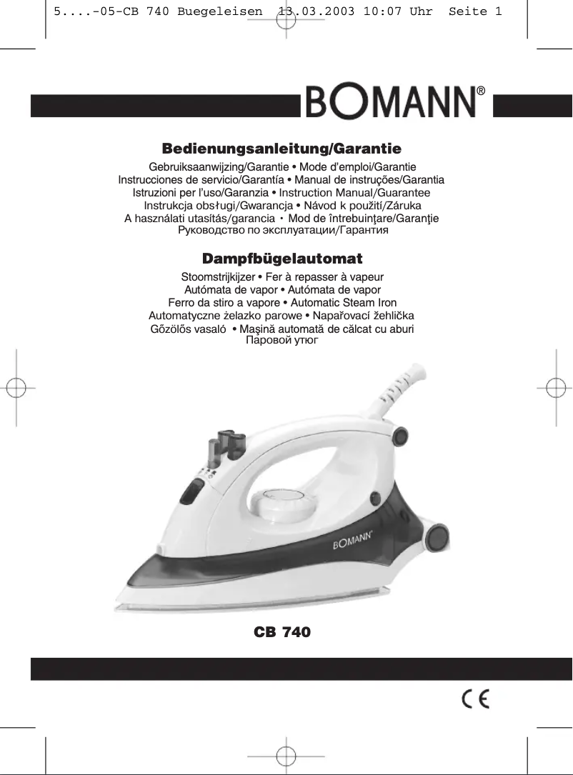 Page n°1 - Manuel utilisateur Bomann CB 740