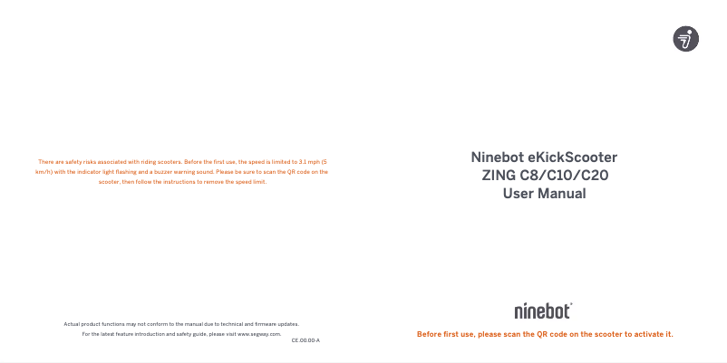 Image de la première page du manuel de l'appareil Ninebot eKickScooter ZING C8