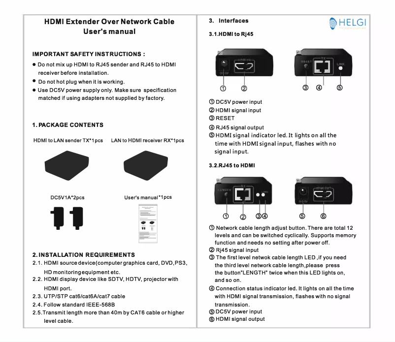 Page n°1 - Manuel utilisateur HELGI HLG0372