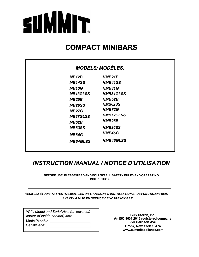Page 1 de la notice Manuel utilisateur Summit MB27GLSS