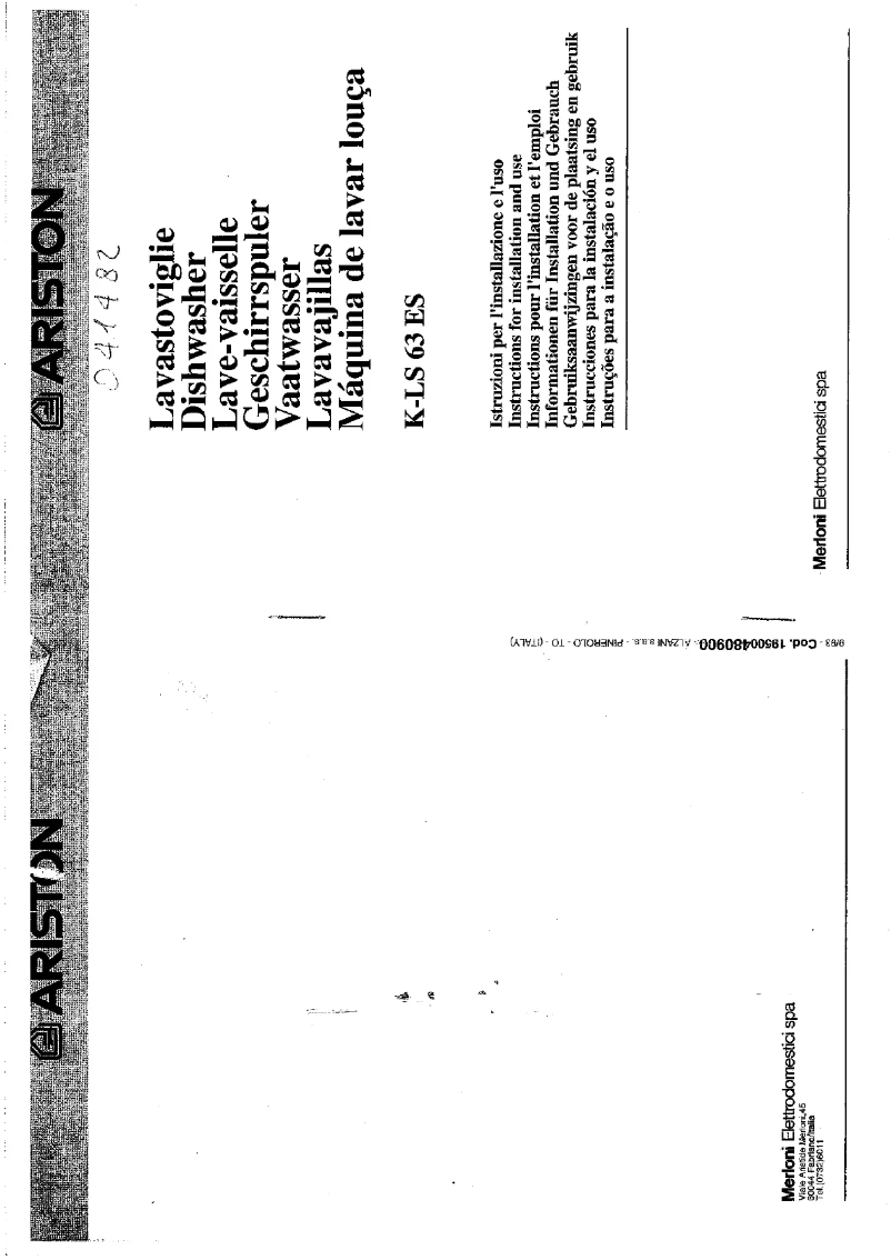 Page 1 de la notice Manuel utilisateur Hotpoint Ariston KLS63