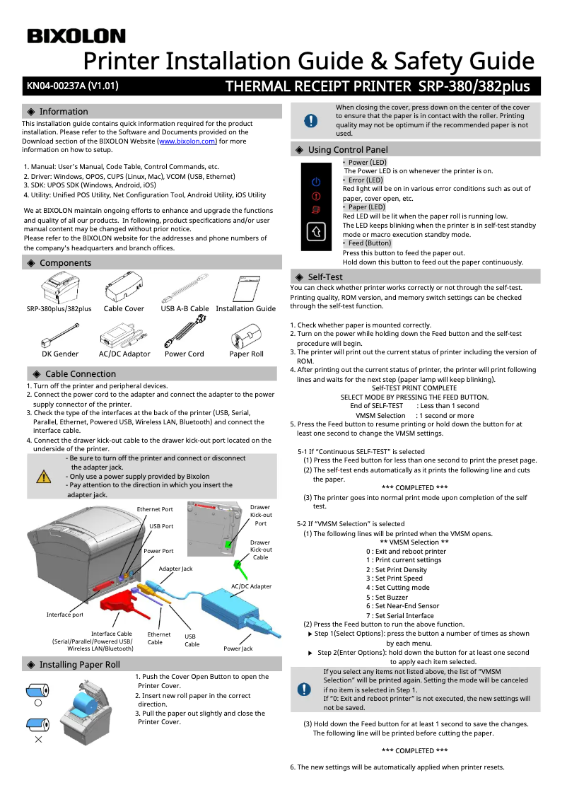 Image de la première page du manuel de l'appareil SRP-380II