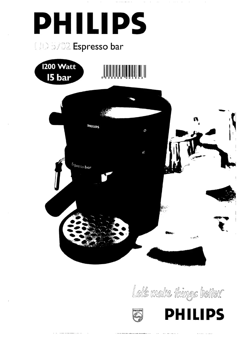 Page 1 de la notice Manuel utilisateur Philips Espressobar HD5702
