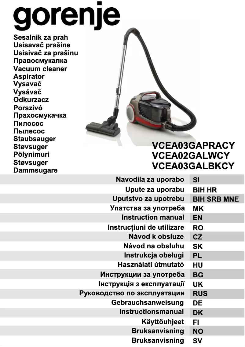 Image de la première page du manuel de l'appareil VCEA02GALWCY