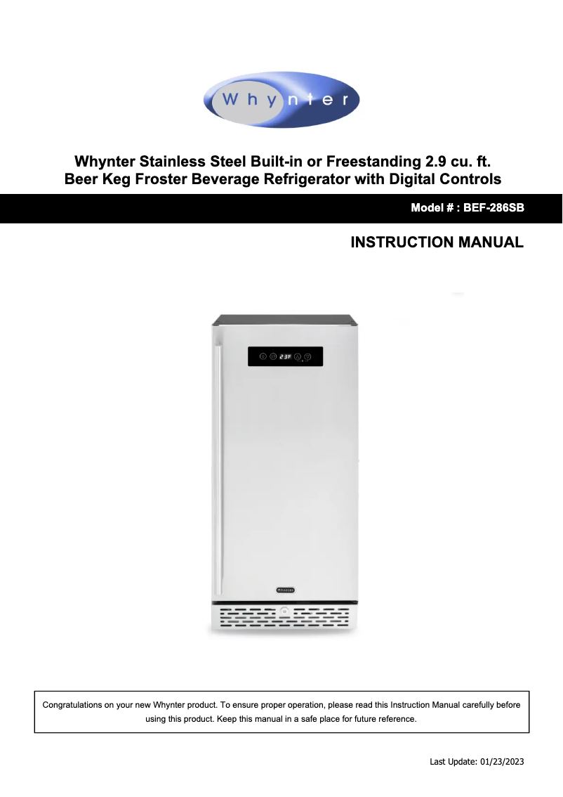 Image de la première page du manuel de l'appareil BEF-286SB