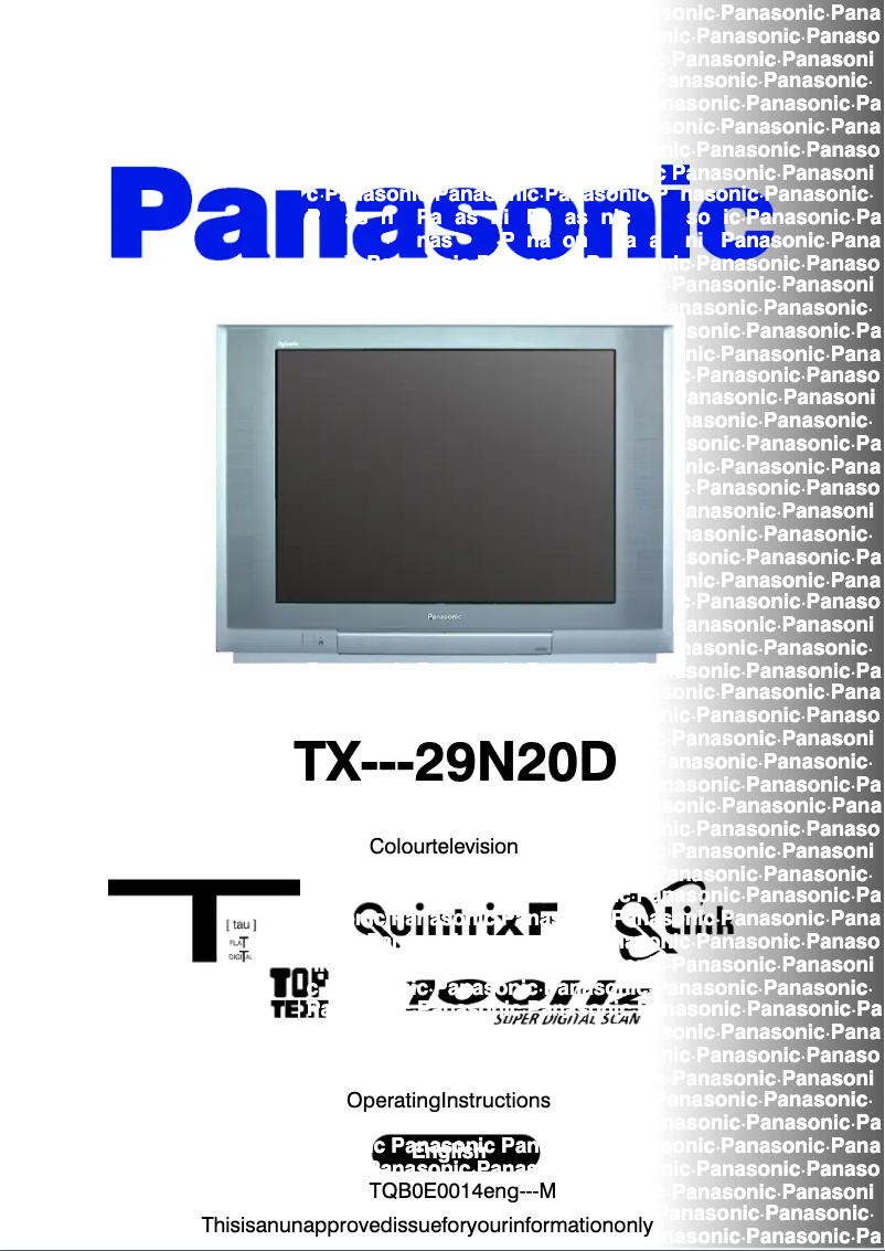 Page 1 de la notice Manuel utilisateur Panasonic TX-29N20D