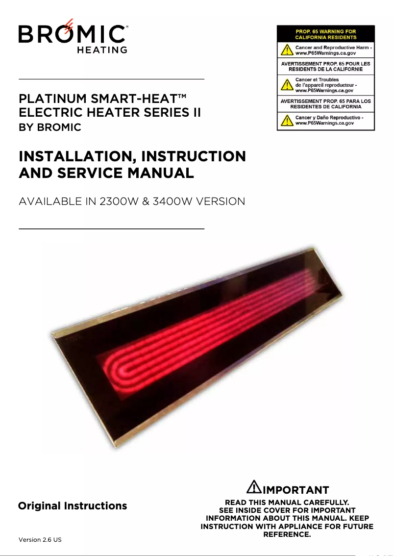 Page n°1 - Manuel utilisateur Bromic Platinum Smart-Heat BH0320007