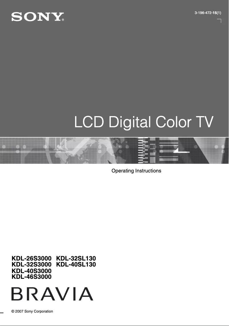 Page n°1 - Manuel utilisateur Sony Bravia KDL-40S300