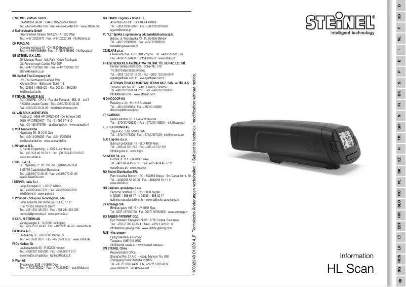 Page 1 de la notice Manuel utilisateur Steinel 70370
