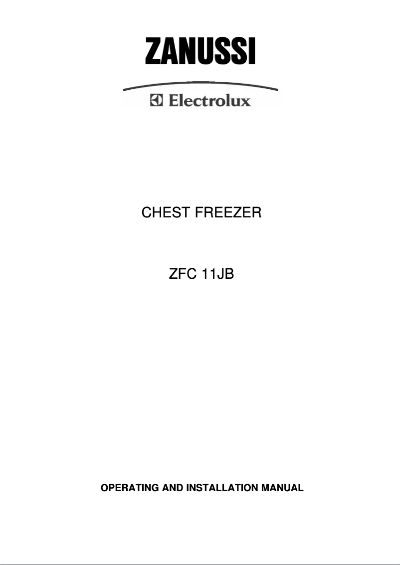 Page n°1 - Manuel utilisateur Zanussi-Electrolux ZFC11JB