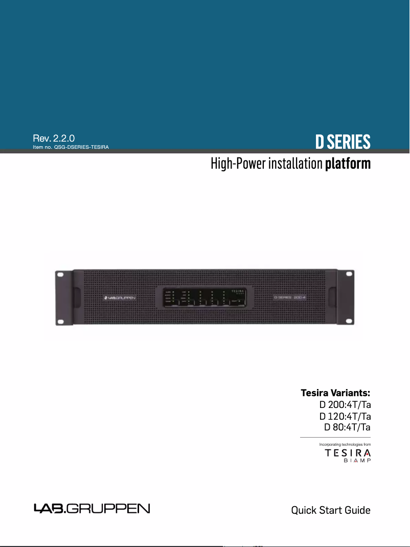 Página 1 del manual Guía de inicio rápido Lab Gruppen D 200:4T