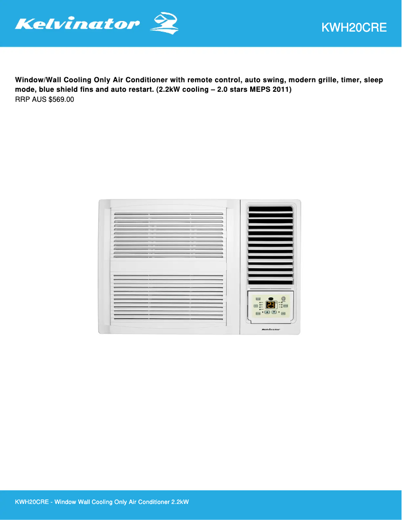 Page n°1 - Fiche technique Kelvinator KWH20CRE