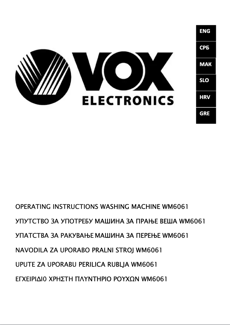 Page 1 de la notice Manuel utilisateur VOX WM6061