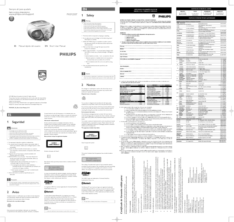 Page 1 de la notice Guide de démarrage rapide Philips PX3125ST