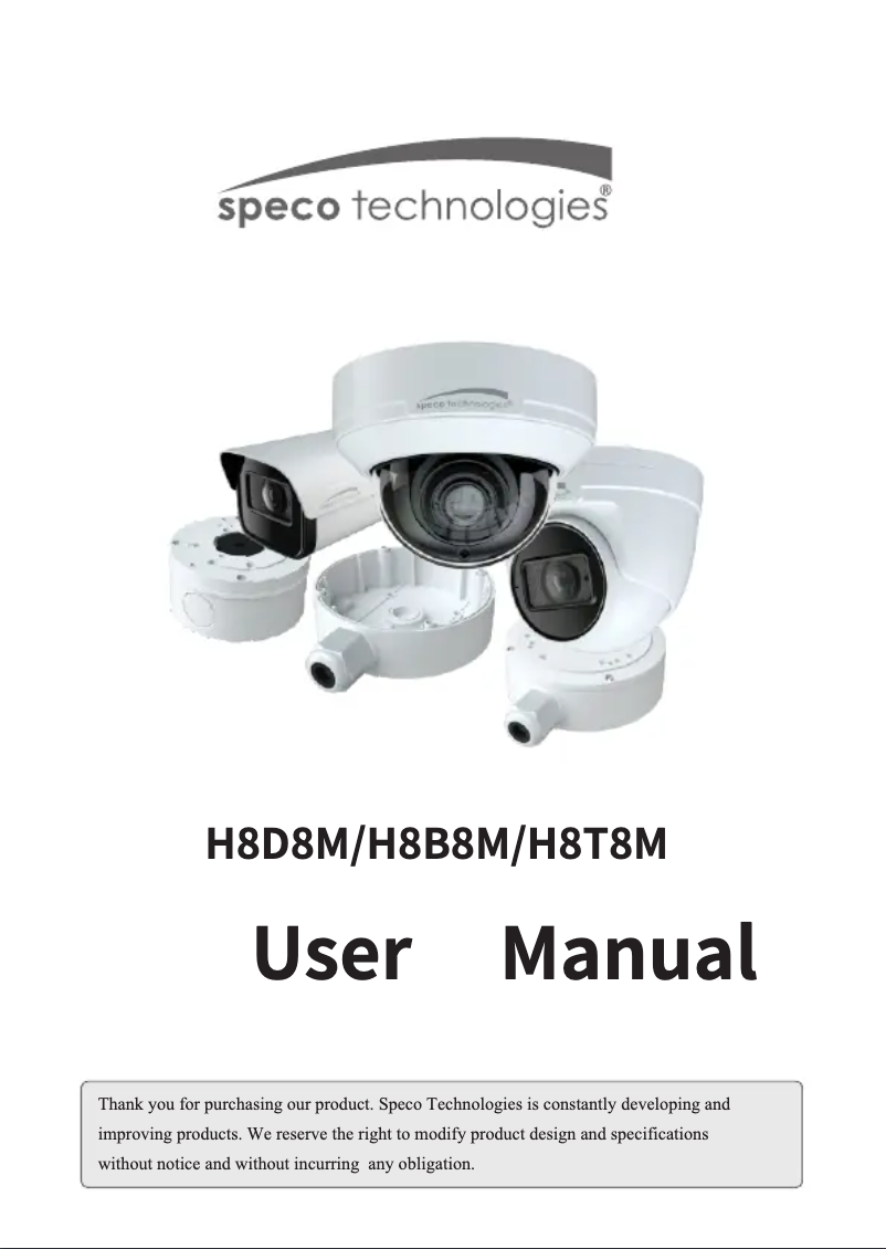 Page n°1 - Manuel utilisateur Speco Technologies H8D8M