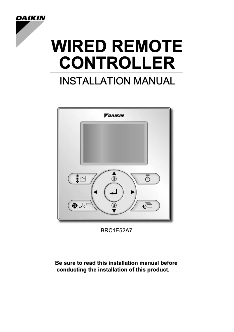 Page 1 de la notice Guide d'installation Daikin BRC1E52A