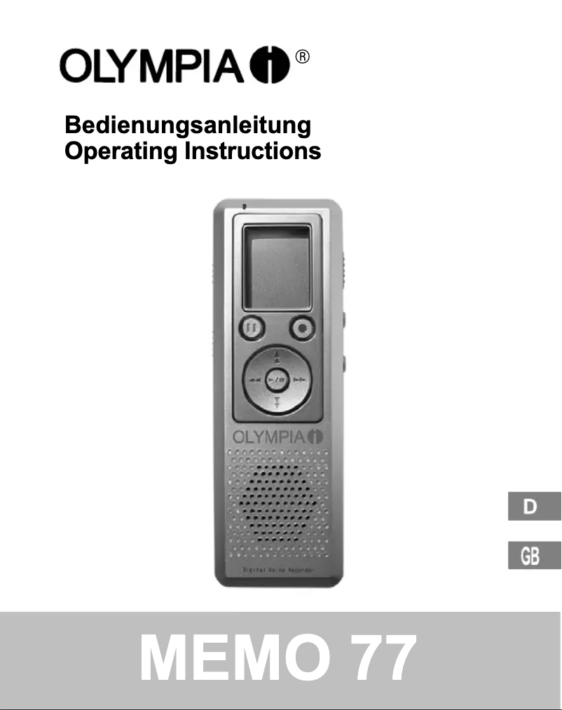 Image de la première page du manuel de l'appareil Memo 77