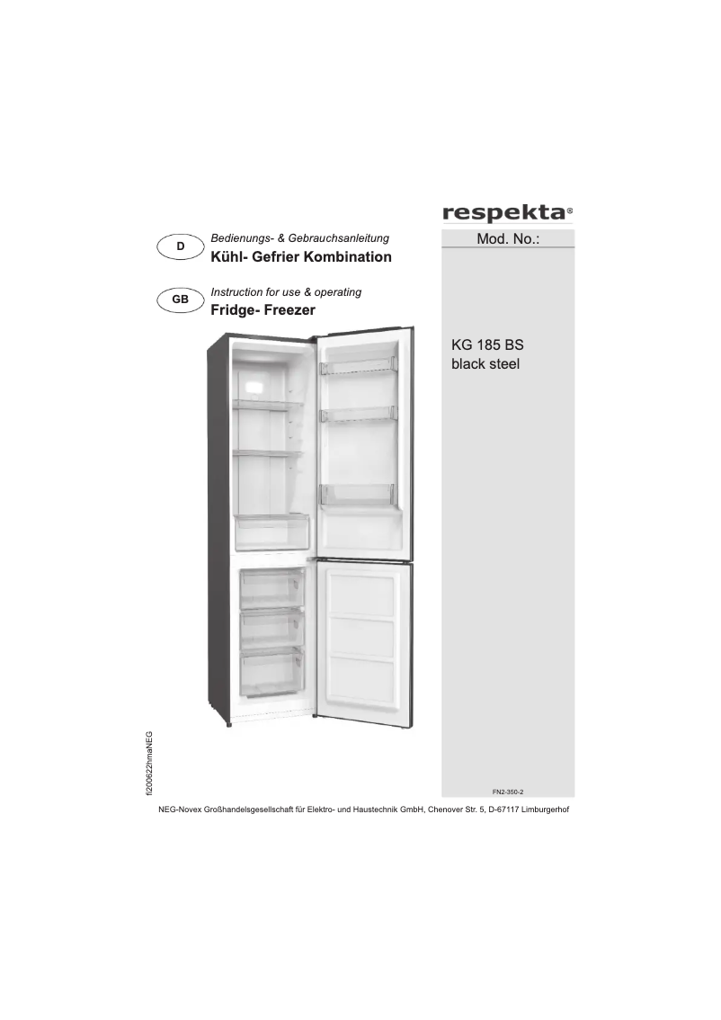 Image de la première page du manuel de l'appareil KG 185 BS