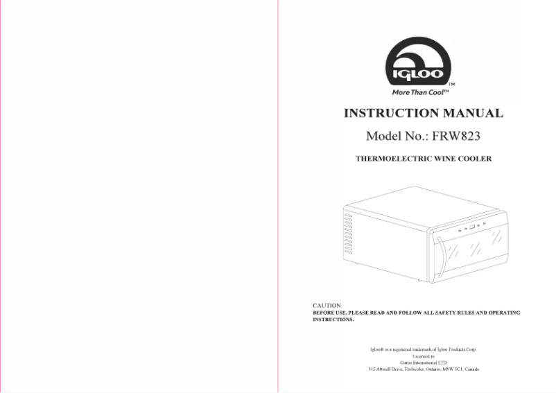 Page 1 de la notice Manuel utilisateur Curtis FRW823