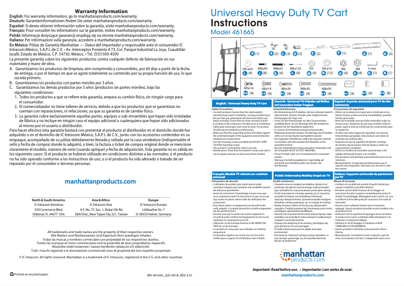 Page 1 de la notice Manuel utilisateur Manhattan 461665