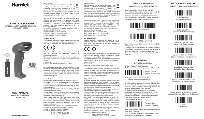 Page n°1 - Manuel utilisateur Hamlet HBCS1D10W