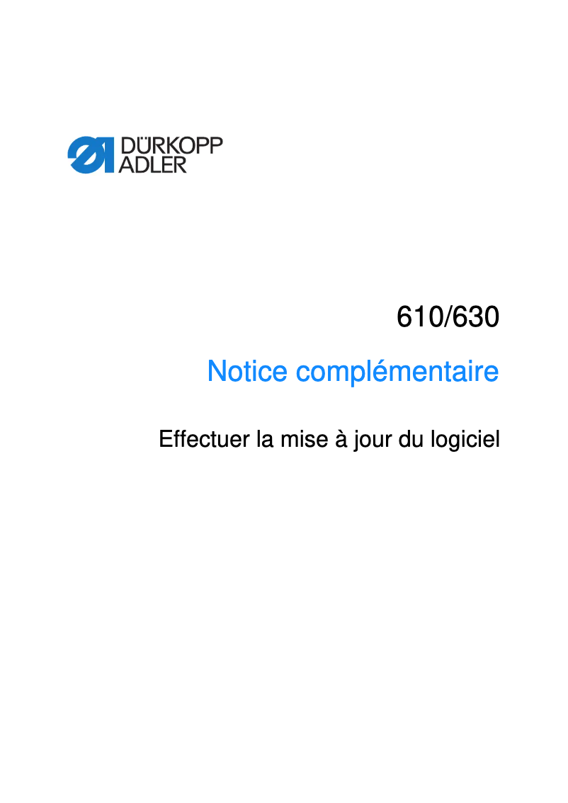 Page 1 de la notice Manuel utilisateur Dürkopp Adler 630-10