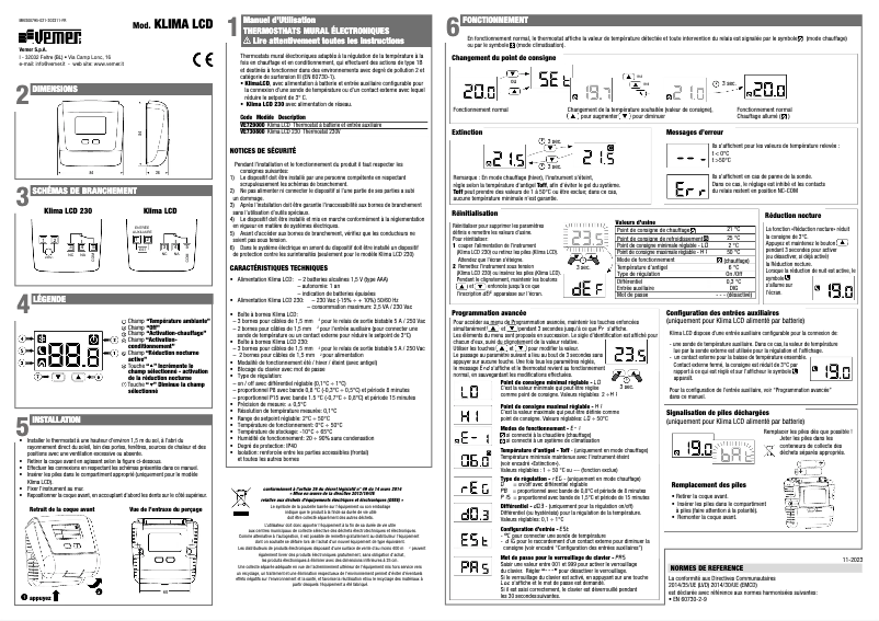 Page n°1 - Manuel utilisateur Vemer Klima LCD