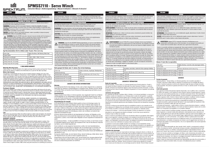 Page n°1 - Manuel utilisateur Spektrum S7110