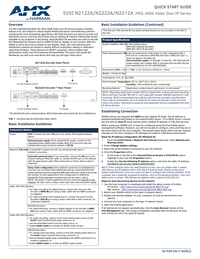 Page 1 de la notice Manuel utilisateur AMX NMX-DEC-N2212A