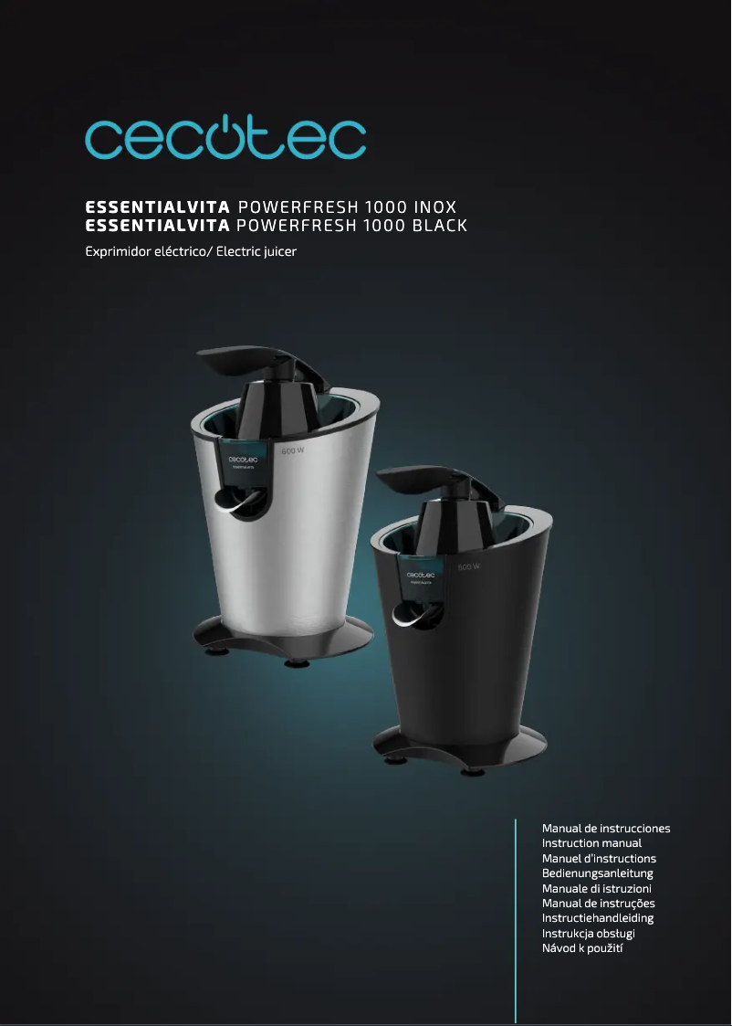 Page 1 de la notice Manuel utilisateur Cecotec EssentialVita PowerFresh 1000