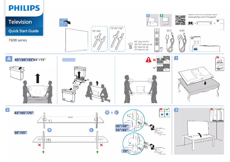 Page 1 de la notice Guide de démarrage rapide Philips 50PUS7608