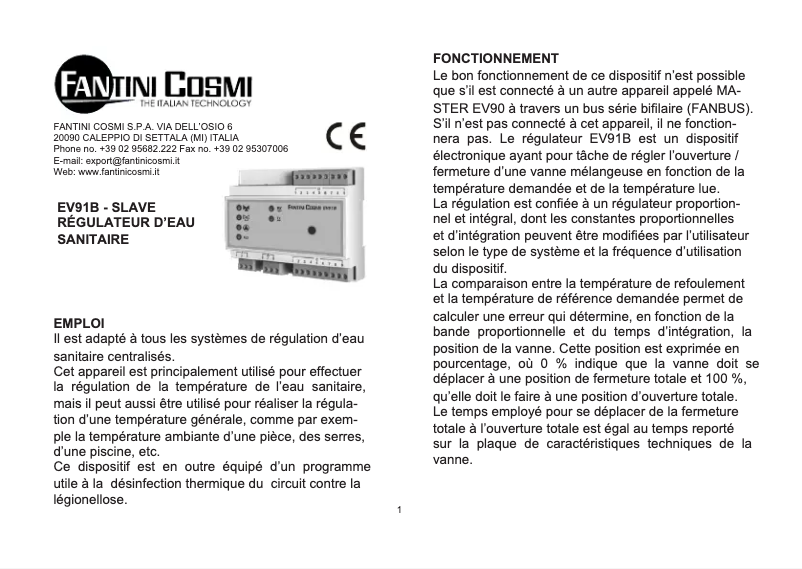 Image de la première page du manuel de l'appareil EV91B