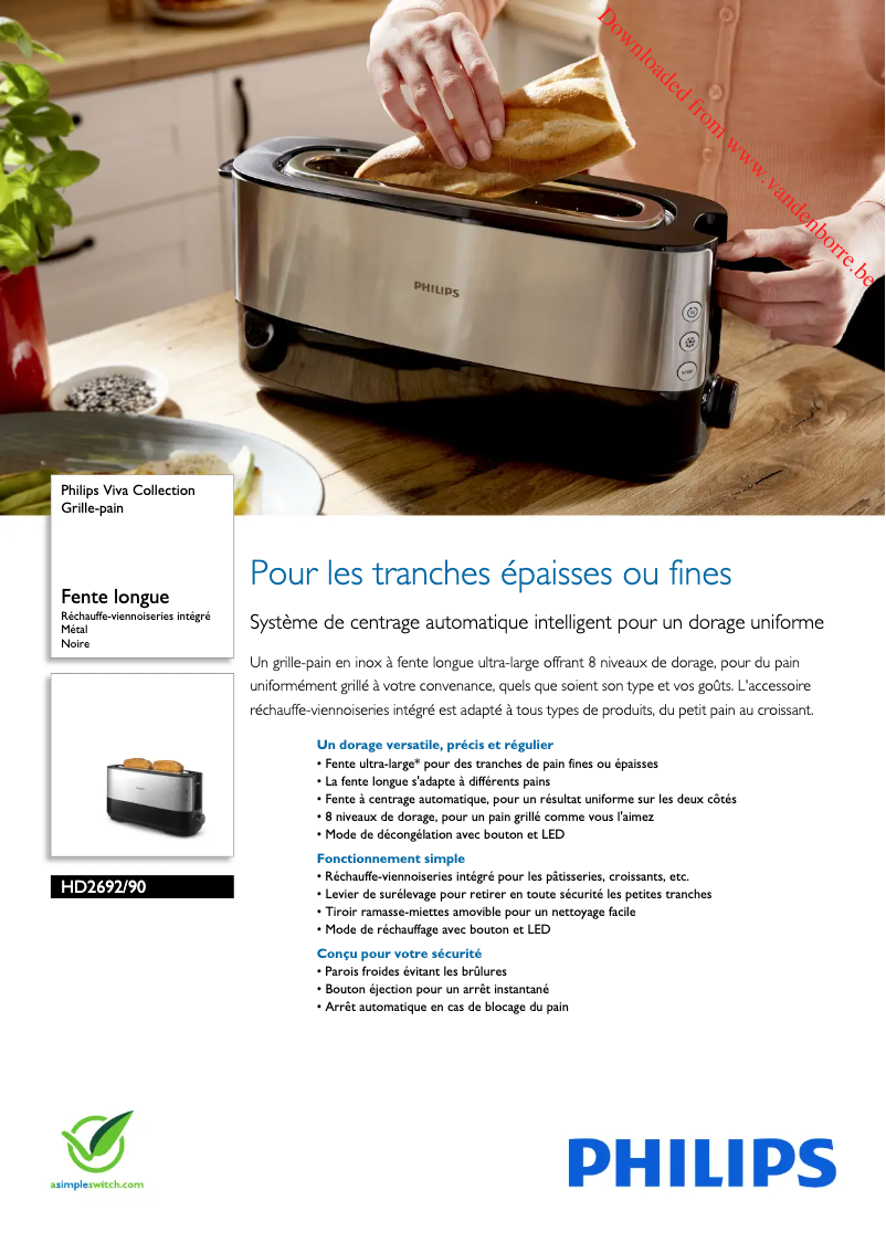 Page 1 de la notice Manuel utilisateur Philips Viva Collection HD2692