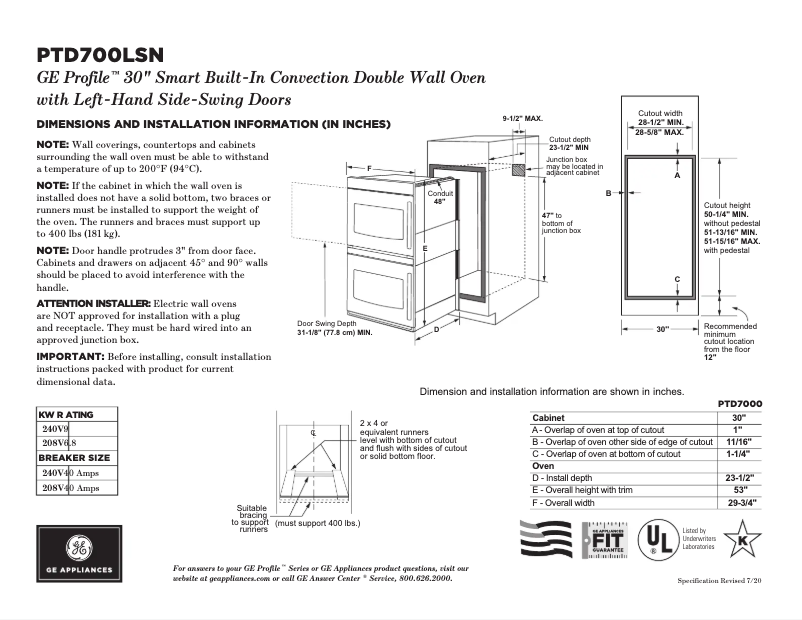 Imagen de la primera página del manual del dispositivo Profile PTD700LSNSS