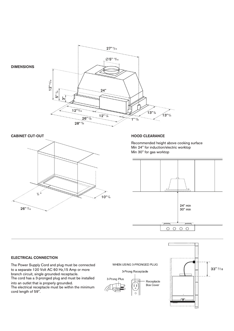 Page 1 de la notice Instructions / montage Bertazzoni KIN30XT