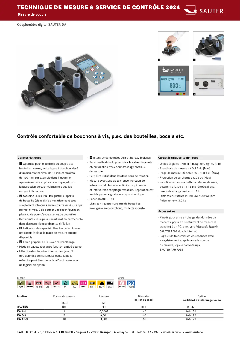 Page 1 de la notice Brochure Kern DA 10-3