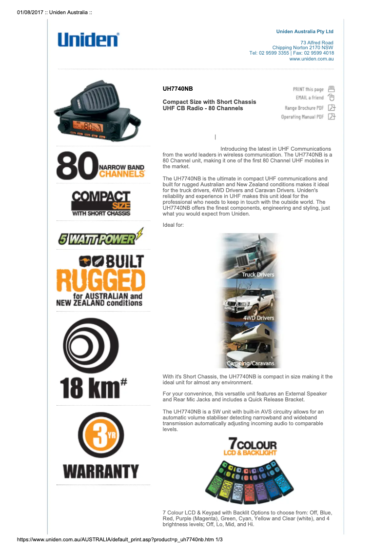 Image de la première page du manuel de l'appareil UH7740NB