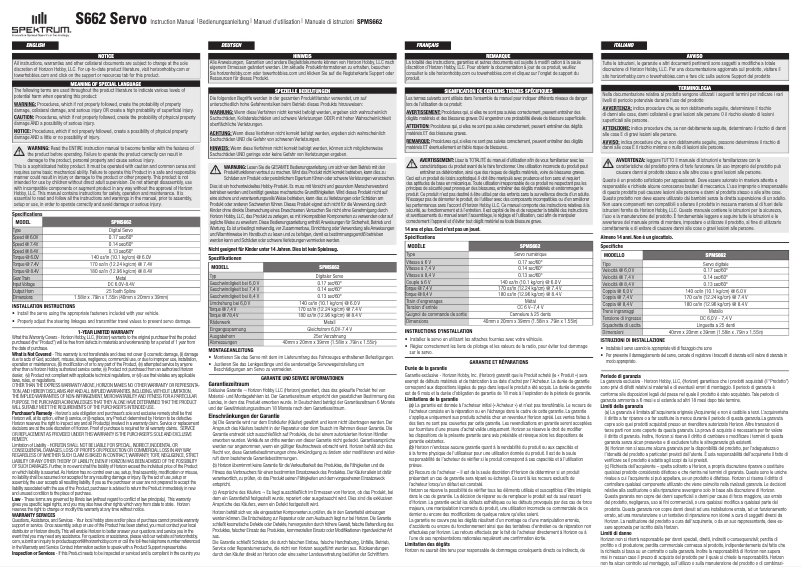 Page 1 de la notice Manuel utilisateur Spektrum S662