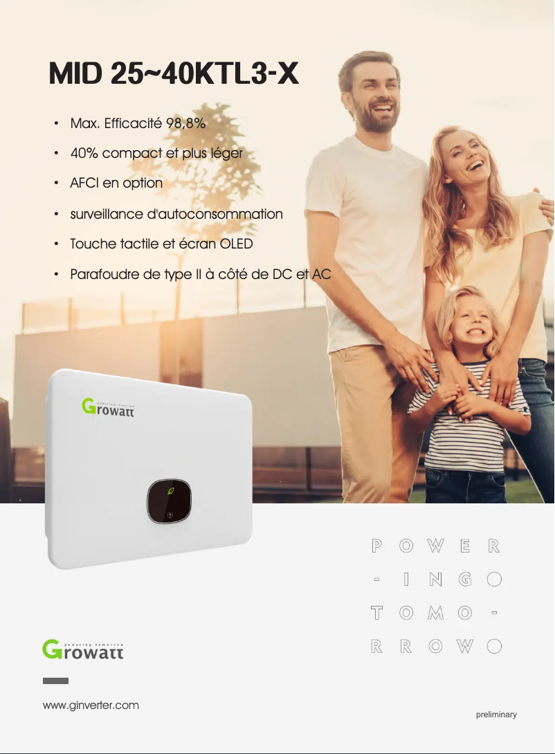 Página 1 del manual Guía de instalación Growatt MID 25KTL3-X1