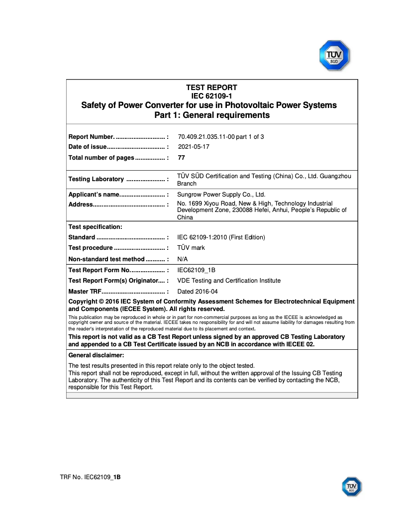 Página 1 del manual Guía de instalación Sungrow SG3.6RS