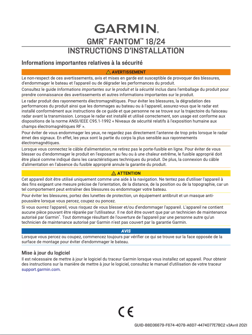 Image de la première page du manuel de l'appareil GMR Fantom 24
