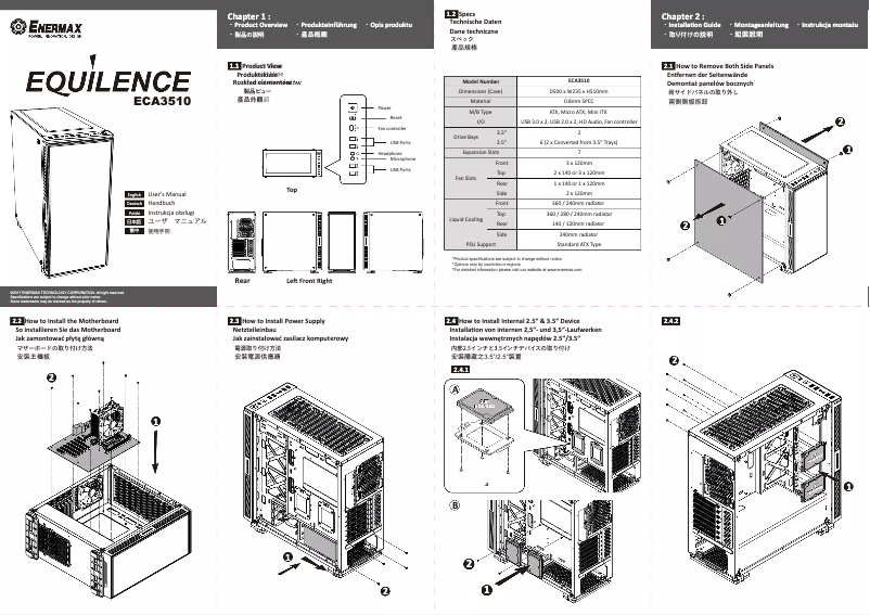 First page image of the manual for Equilence ECA3511
