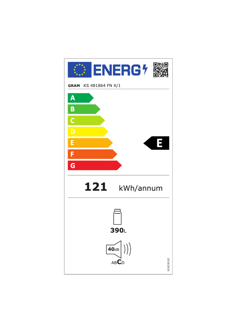 Página 1 del manual Etiqueta energética Gram KS 481864 FN X/1