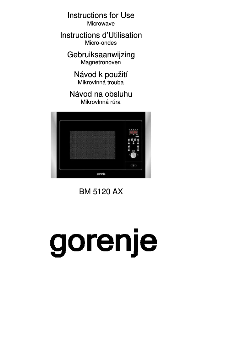Page n°1 - Manuel utilisateur Gorenje BM 5120 AX