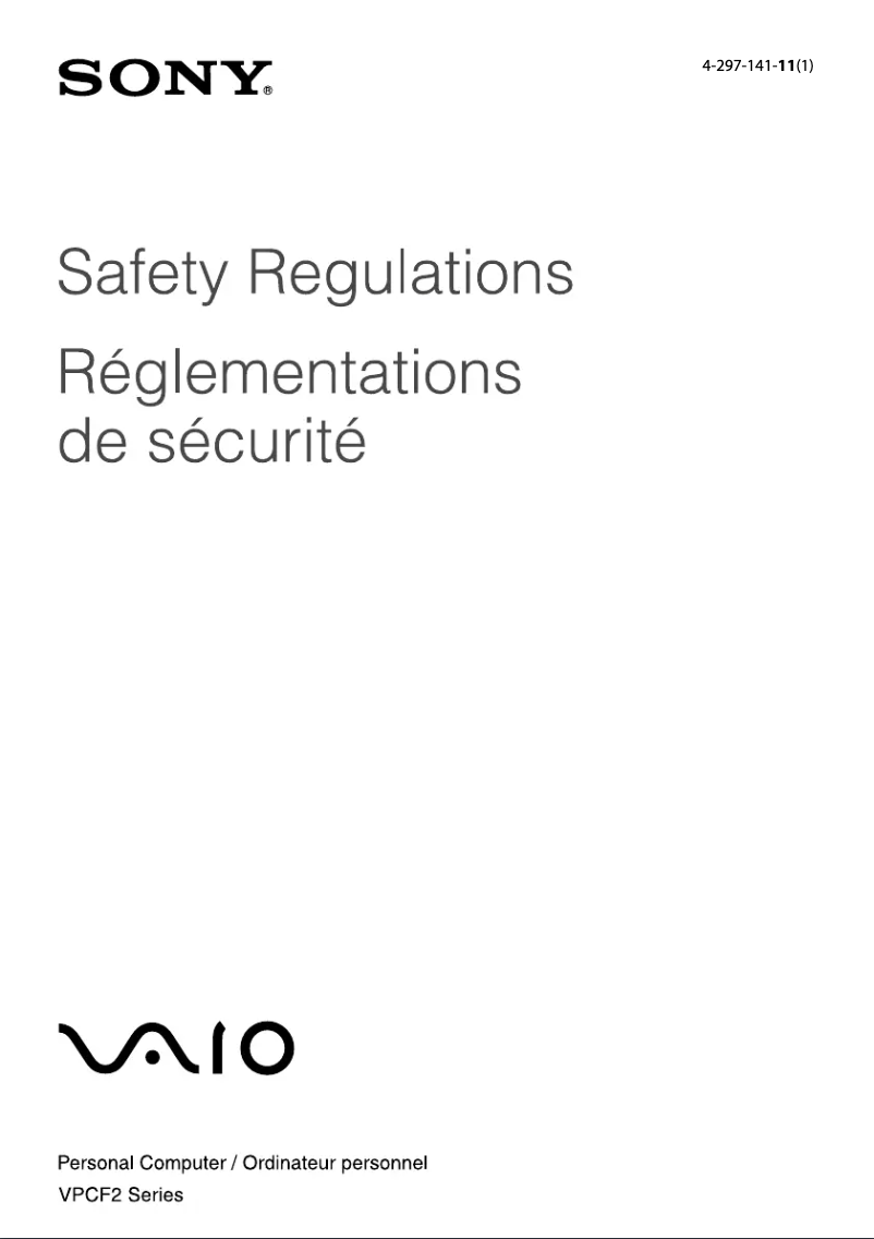 Page n°1 - Instructions de sécurité Sony Vaio VPCF2390X
