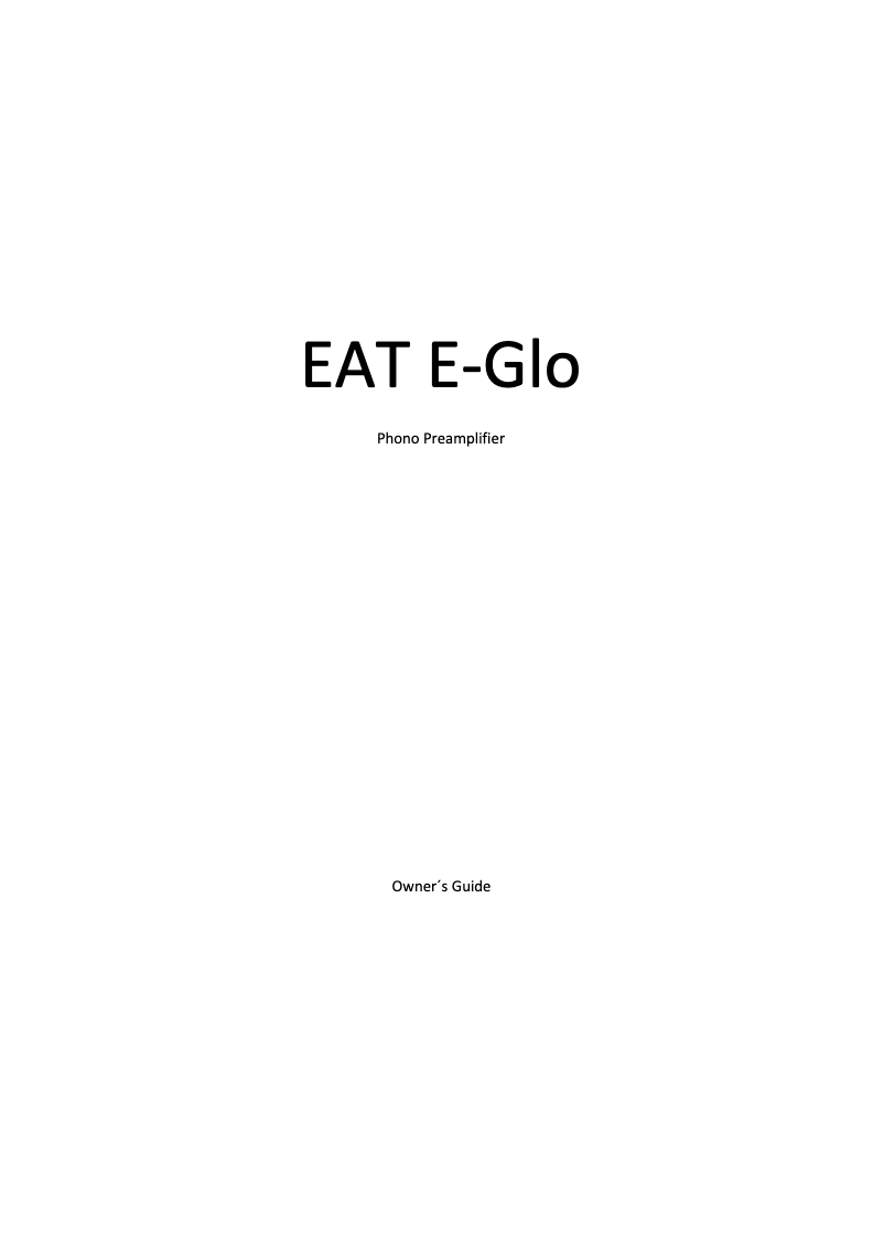 Page 1 de la notice Manuel utilisateur EAT E-Glo