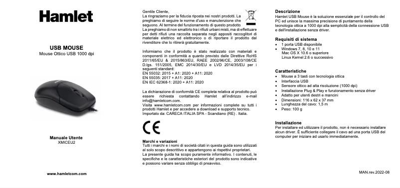 Page n°1 - Manuel utilisateur Hamlet XMICEU2-OEM