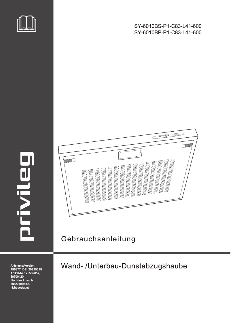 Page 1 de la notice Manuel utilisateur Privileg SY-6010BP-P1-C83-L41-600